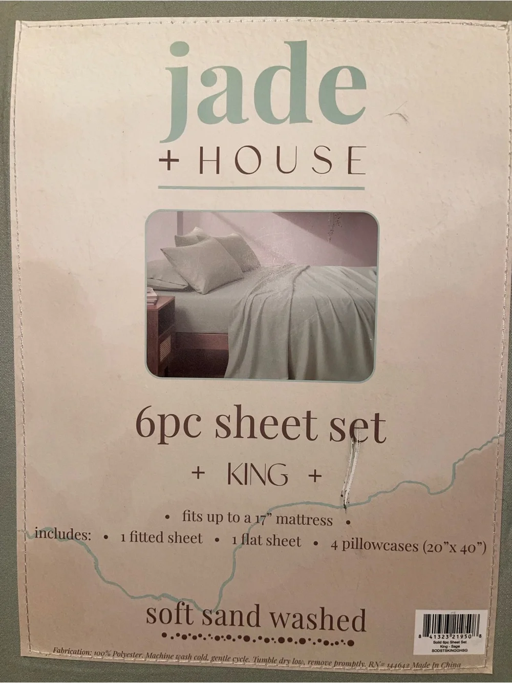 Jade + House King Sheet Set in Light Sage Green
